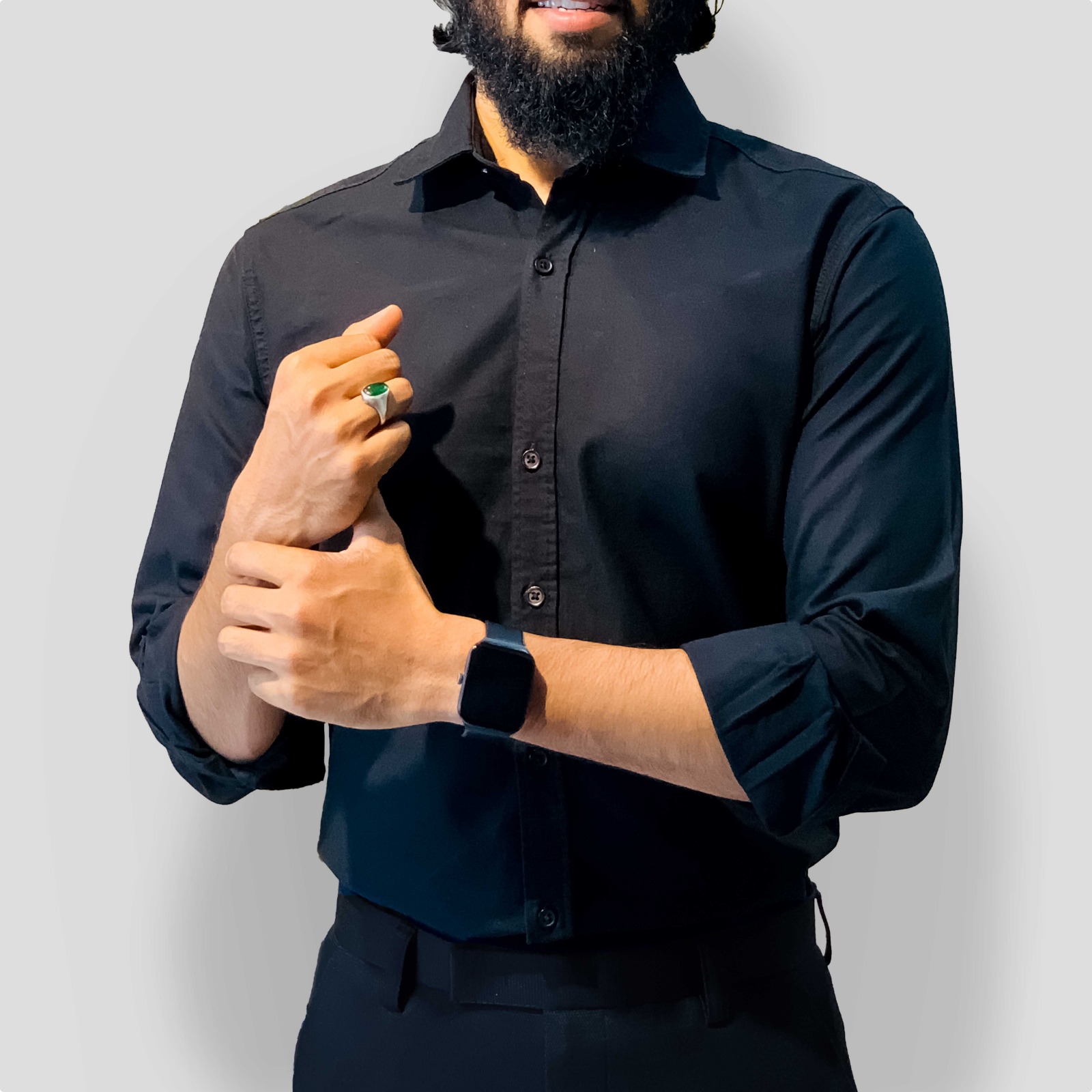 Black  - Natura Regular Fit Long Sleeve Oxford Shirt