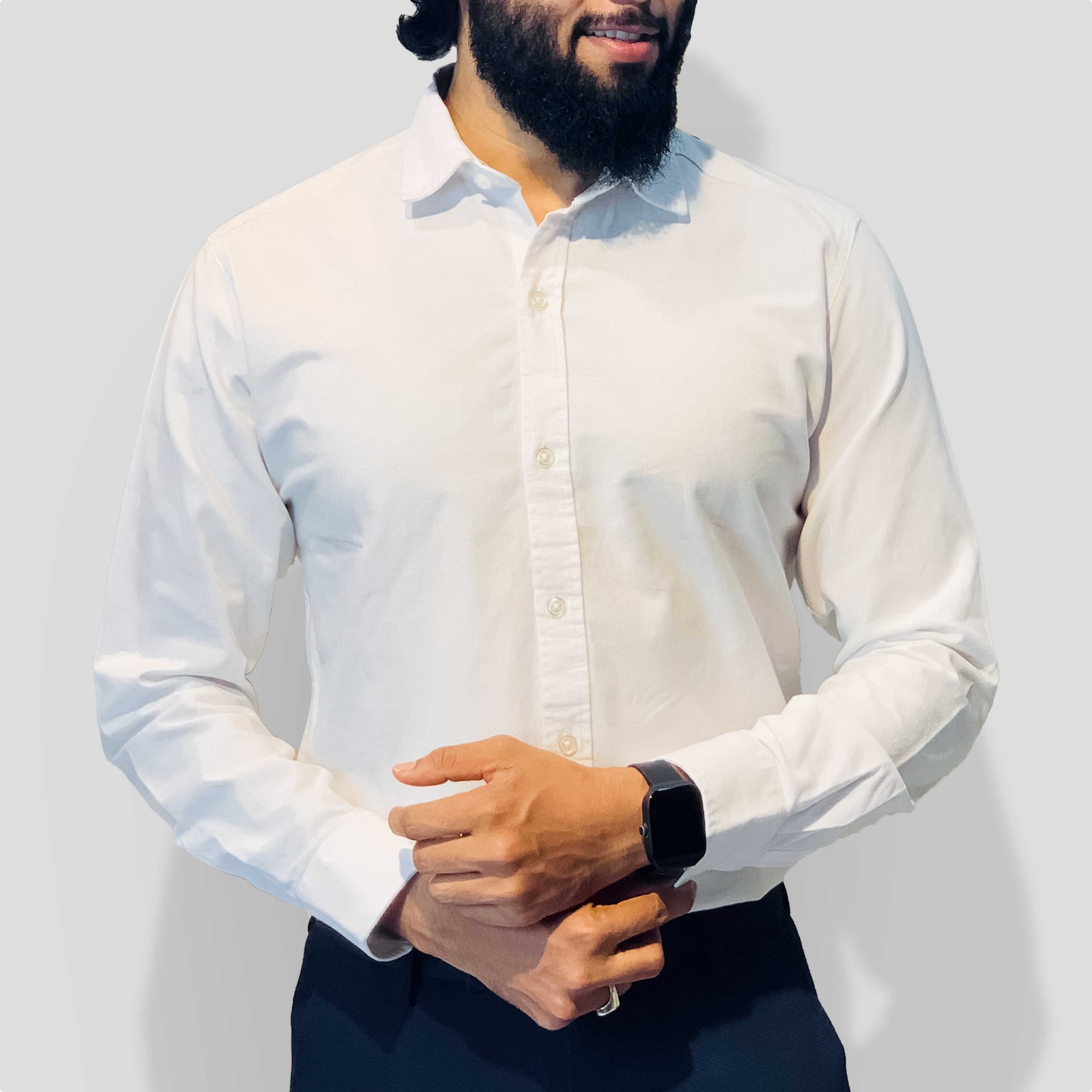 Whaite - Natural Regular Fit Long Sleeve Oxford Shirt