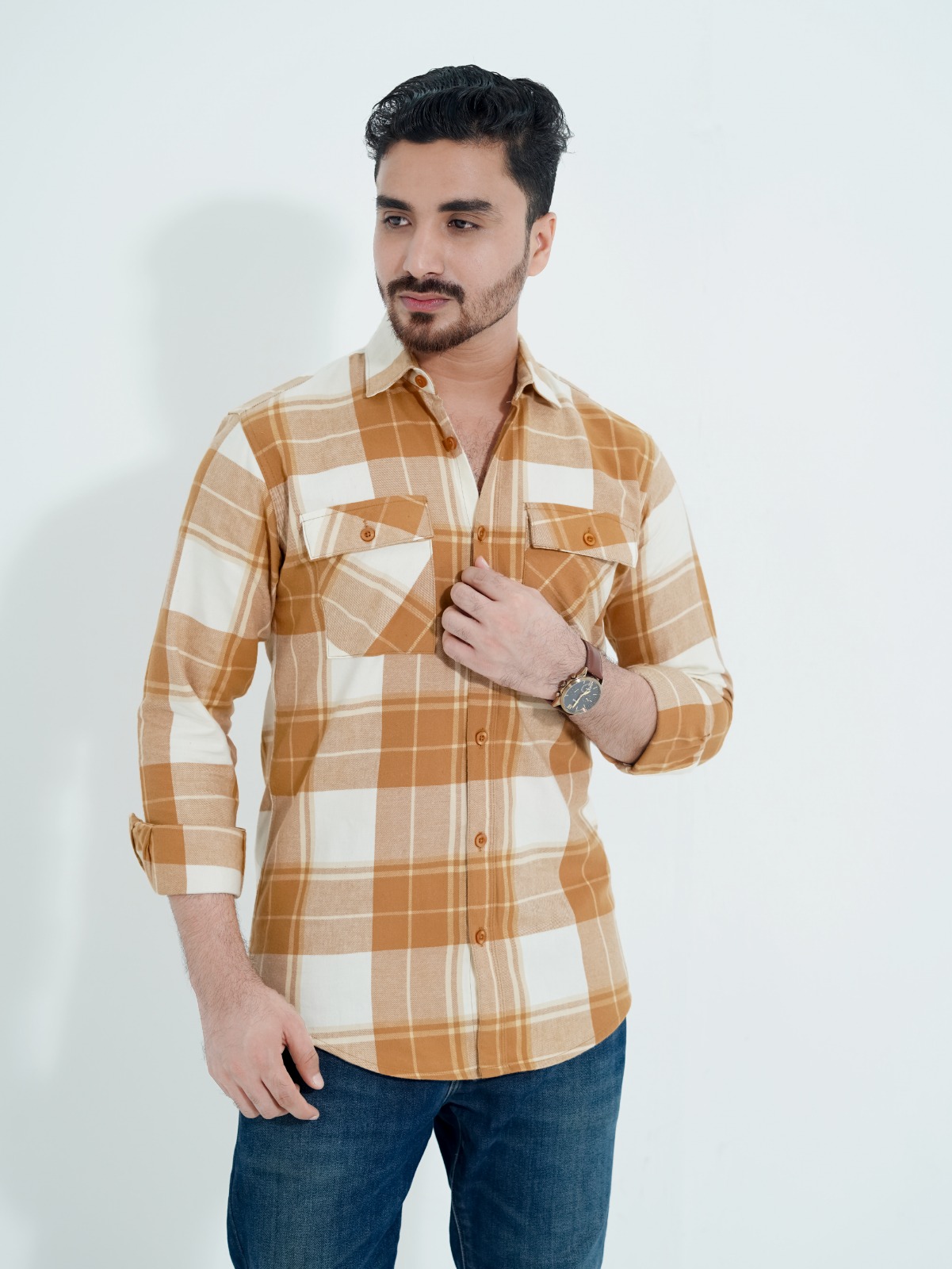 Flannel Shirt-Yellow And White