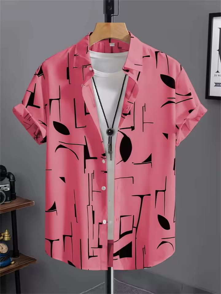 Premium China Fabric Ultra Soft Casual Half Sleece Summer Shirt For Men- Pink Color Shirt