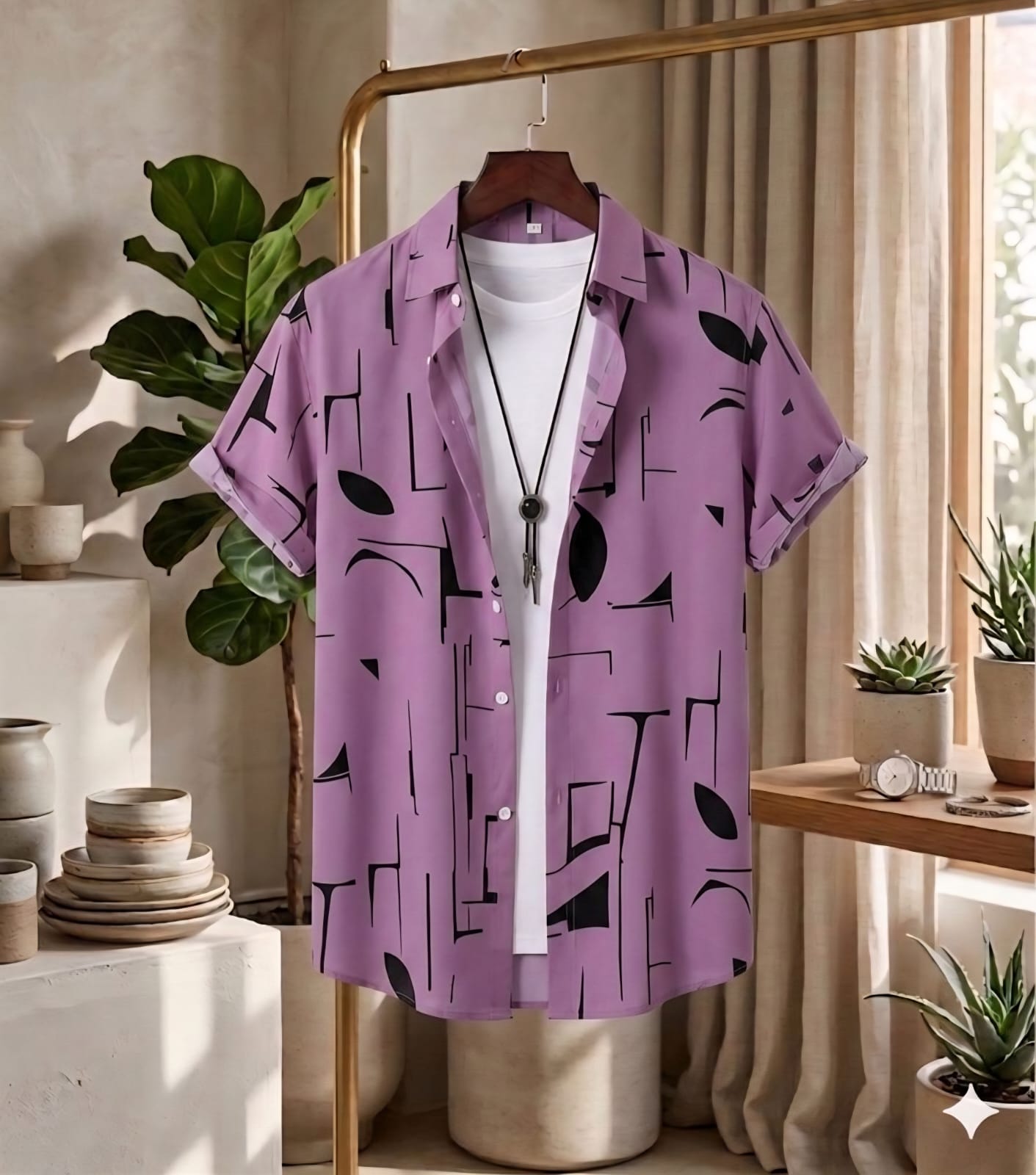 Premium China Fabric Ultra Soft Casual Half Sleece Summer Shirt For Men-Purple Shirt