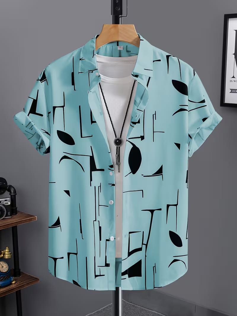 Premium China Fabric Ultra Soft Casual Half Sleece Summer Shirt For Men- Pest Color