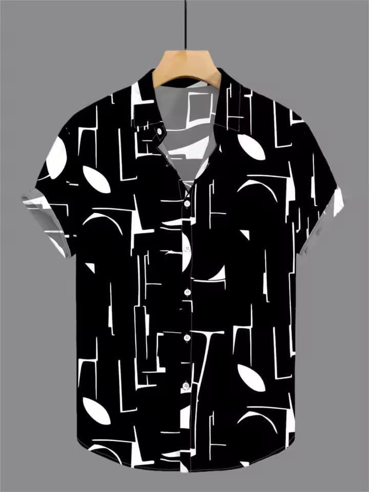 Premium China Fabric Ultra Soft Casual Half Sleece Summer Shirt For Men-  Black Shirt