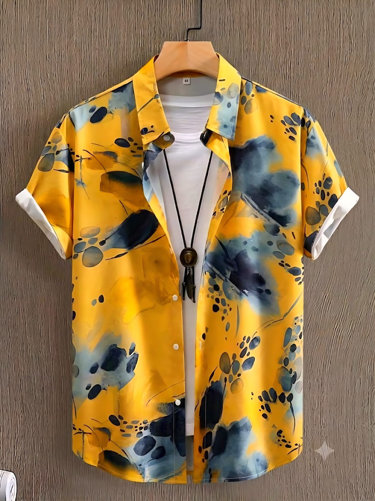 Premium China Fabric Ultra Soft Casual Half Sleece Summer Shirt For Men -  Yellow