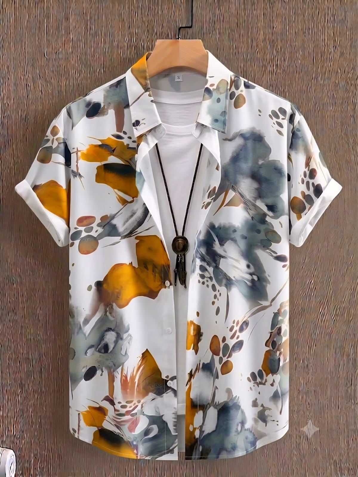 Premium China Fabric Ultra Soft Casual Half Sleece Summer Shirt For Men - White Micro